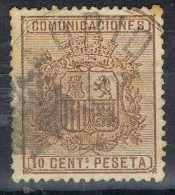 Sello 10 Cts Comunicaciones 1874, Fechador MADRID , Num 153 º - Gebraucht