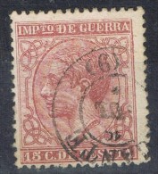 Sello 15 Cts Impuesto Guerra Alfonso XII, Fechador ALICANTE, Num 188 º - Kriegssteuermarken