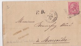 ITALIE  LETTRE AVEC CORRESPONDANCE 1872 - Altri & Non Classificati