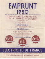 ELECTRICITE DE FRANCE   EMPRUNT 1950 POUR FINANCER LES TRAVAUX DE DISTRIBUTION DE L'ENERGIE ELECTRIQUE - Electricité & Gaz