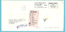 Brief Verzonden Vanuit P.B.BOX 323 / Zaventem (privepost), -> LUXEMBOURG Met Stempel+strookje RETOUR - 1980-99