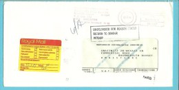 Brief Verzonden Vanuit P.B.BOX 323 / Zaventem (privepost), -> ENGLAND Met Stempel RETURN TO SENDER + RETOUR - 1980-99