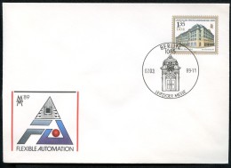 DDR U9 Umschlag HANDELSHOF LEIPZIG Sost. PORTAL ROMANUS HAUSES 1989  Kat. 5,00 € - Briefomslagen - Gebruikt