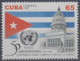 1997.9- * CUBA 1997. MNH. 50 ANIV ONU. UN. CONFERENCIA DE COMERCIO Y EMPLEO. CAPITOLIO NACIONAL. BANDERA. FLAG. - Ongebruikt