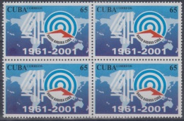 2001.13- * CUBA 2001. MNH. 40 ANIV RADIO HABANA CUBA. MAPAMUNDI. MAP. BLOCK 4. - Unused Stamps