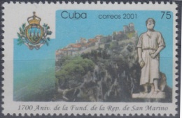 2001.16- * CUBA 2001. MNH. 1700 ANIV FUNDACION DE SAN MARINO. - Nuovi