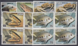 2001.31- * CUBA 2001. MNH. ACUICULTURA. TILAPIA. RANA. ALMEJAS. CANGREJOS. PECES. FISH. FROG. BLOCK 4. - Neufs