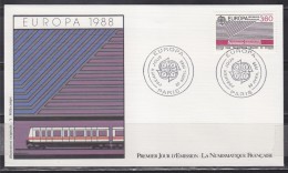 = Europa 1988 Enveloppe 1er Jour Timbre 2532 Paris 30 Avril 1988 Transports Urbains De Demain - Institutions Européennes