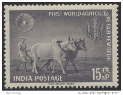 INDIA, 1959, 1st World Agriculturee Fair, Agriculture Fair,Former, Ploughing, Bullcart, Crops, Globe, MNH, (**) - Nuevos