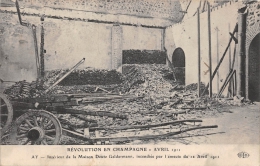 MARNE  51   AY  MANIFESTATIONS VITICOLES AVRIL 1911  INTERIEUR DE LA MAISON DEUTZ GELDERMANN, INCENDIEE - Ay En Champagne