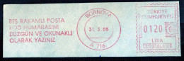 Machine Stamps (ATM) Red Special Cancels BORNOVA 31.3.86 (#13) - Distributors