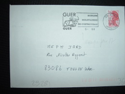 LETTRE TP LIBERTE DE GANDON 2,20F OBL.MEC. VARIETE 17-5-1988 GUER (56 MORBIHAN) ECOLES MILITAIRES DE COETQUIDAN - 1982-1990 Libertà Di Gandon