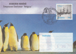 10793- BELGICA ANTARCTIC EXHIBITION, SHIP, PENGUINS, COVER STATIONERY, 1997, ROMANIA - Antarctische Expedities