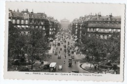 France - Paris - Avenue De L'Opera Et Place Du Theatre Francais - Many Old Cars - Lulu - Not Used - Photo Postcard - Ile-de-France