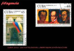 USADOS. CUBA. 2013-22 230 NATALICIO DEL LIBERTADOR SIMÓN BOLÍVAR - Usati