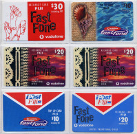 FIJI Vodafone / Fast Fone  6 Old GSM Recharge Cards - Fiji