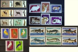 BULGARIA Lot Of 4 Sets MNH FAUNA Hunting Animals Water Birds FISHES CATS DEERS - Lots & Serien