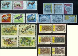 BULGARIA Lot Of 4 Sets MNH FAUNA Zoo Animals WWF BATS CATS SNAKES PELICAN ELEPHANT HYENA - Collections, Lots & Series