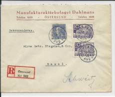 SUEDE - 1935 - ENVELOPPE RECOMMANDEE De ÖSTERSUND Pour BASEL (SUISSE) - Briefe U. Dokumente
