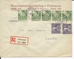 SUEDE - 1934 - ENVELOPPE RECOMMANDEE De ÖSTERSUND Pour BASEL (SUISSE) - Storia Postale