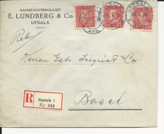 SUEDE - 1929 - ENVELOPPE RECOMMANDEE De UPPSALA Pour BASEL (SUISSE) - Covers & Documents