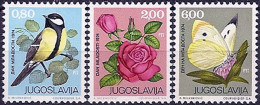 YUGOSLAVIA 1974 Youth Day Bird Rose Butterfly Set MNH - Ongebruikt