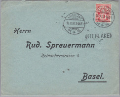 Heimat BE INTERLAKEN Bahnwagenvermerk 1907-10-18 AmbulantNr15/L1461 Brief Nach Basel - Railway