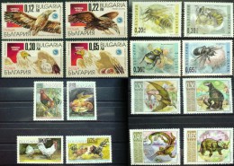 BULGARIA Lot Of 4 Sets MNH FAUNA Animals Insects Birds VOUCHERS DINOSAURS BEES COCKS - Lots & Serien