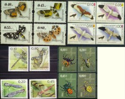 BULGARIA Lot Of 4 Sets MNH FAUNA Animals Birds Insects BUTTERFLIES SPIDERS DRAGONFLIES MOTHS - Collections, Lots & Series
