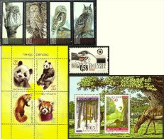 BULGARIA Lot Of 2 Sets + 2 S/S MNH FAUNA Animals Birds PANDAS DEERS OWLS SEAL - Collections, Lots & Series