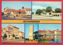 159116 / Ueckermünde - Ueckermücke AM HAFEN , KARL MARX PLATZ , SHIP , VELO BIKE , MONUMENT - Germany Allemagne - Ueckermuende