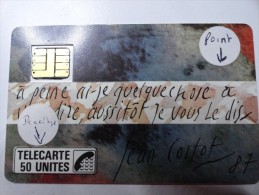 RARE : DÉCALAGE CARTOUCHE TÉLÉCARTE 50U ET POINT JAUNE SUR JEAN CORTOT  NR 101707 - Varietà