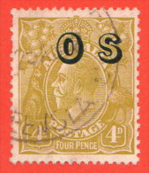 AUS SC #O4 U 1932 King George V W/overprint W/perf Flts @ UL, CV $26.00 - Officials