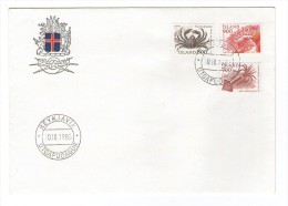 ICELAND ISLAND REYKJAVIK 1985 COVER WITH  STAMPS  SEE FAUNA CREBS ANIMALS - Lettres & Documents