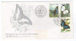 BRAZIL BRASIL 1986 FDC PREMIER JOUR INSECTS BUTTERFLIES FAUNA PRESERVACAO DA FAUNA BRASILIERA BORBOLETAS - FDC