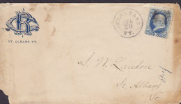 United States ST. ALBANS, VT 1870 1 C. Benjamin Franklin Stamp (ohne Geheimzeichen) Cover Lettre Locally Sent (3 Scans) - Covers & Documents