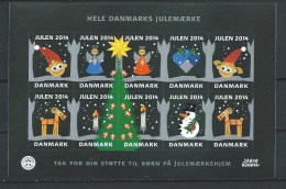 Bloc De 10 Vignettes De Noël Du Danemark 2014 Adhésives - Abarten Und Kuriositäten