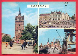 159089 / Rostock - KRÖPELINER TOR , RATHAUS , ÜBERSEEHAFEN , SHIP CRAN , CAR , MOTOR BIKE - Germany Deutschland - Rostock