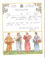 Télégramme De TROOZ, Belgique, ( MARIAGE ) Illustré D´une " 4 Jeunes Femmes Et Corbeille De Fleurs "; Années 50, TB - Francobolli Telegrafici [TG]