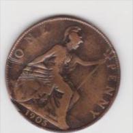 GRAN BRETAGNA  1 PENNY  ANNO 1905 - D. 1 Penny