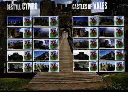 GREAT BRITAIN - 2010  CASTLES OF WALES  GENERIC SMILERS SHEET   PERFECT CONDITION - Hojas & Múltiples