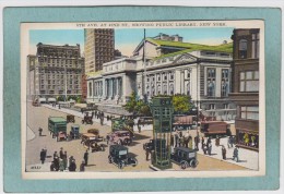 NEW  YORK  -  5TH  AVE.  AT  42ND  ST.  SHOWING  PUBLIC  LIBRARY  - - Other Monuments & Buildings