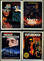 4 X Kino-Karten Von Cinema / Video Plus  -  Futurekick - Iron Maze , Im Netz Der Leidenschaft - Friedhof Der Kuscheltier - Autres & Non Classés