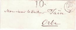 1852- Enveloppe En Port Du  D'YVERDON  Pour Orbe - Taxe 10 Rap. Tampon - 1843-1852 Correos Federales Y Cantonales
