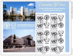 ONU Vienne 2014 - Feuille De Timbres Personnalisés - FAO IAEA Celebrating 50 Years Oblit. 1er Jour - Blocs-feuillets