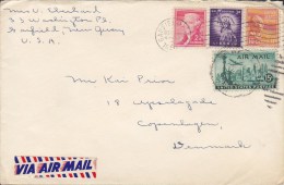 United States VIA AIRMAIL Label GARFIELD 1956 Cover Lettre To Denmark 3-Stripe Christmas Seals (2 Scans) - 2c. 1941-1960 Lettres