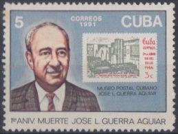 1991.6- * CUBA 1991. MNH. ANIV MUERTE DE JOSE LUIS GUERRA AGUIAR. MUSEO POSTAL * CUBANO. * CUBAN POSTAL MUSEUM - Unused Stamps