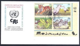 United Nations New York 1999 Cover: Fauna Endanndgered Species; Gefährdete Arten; Tiger Panthera Tigris; - Raubkatzen