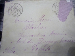 LETTRE  POUR ASPIRANT DE MARINE A BORD DU DUGAY BROUIN A VENISE CACHET BEYROUTH SYRIE - Boats