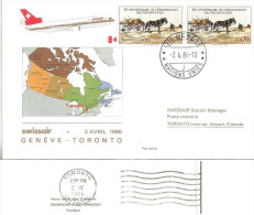 Luftpost  "Swissair - Erstflug DC-10  Genève - Toronto"               1986 - First Flight Covers